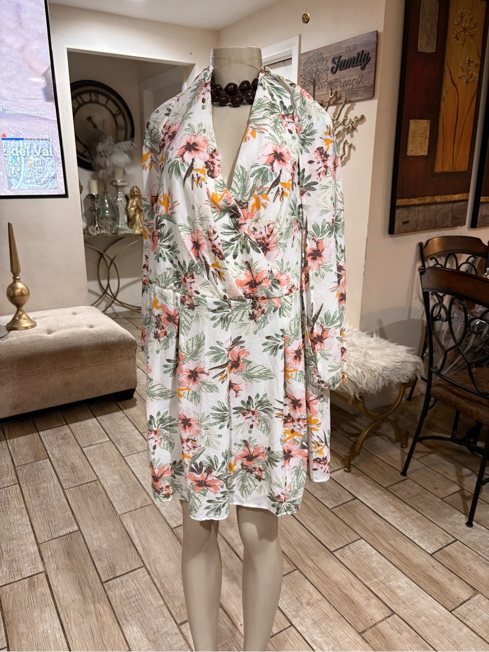 Toxica Floral dress 2XL - White with orange yellow & Green Floral 2 XL